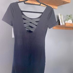 Vintage Forever 21 black mini dress w/ back det.